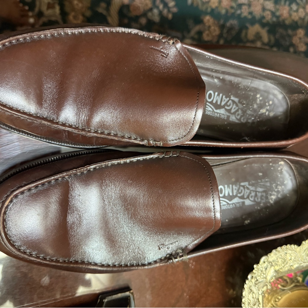 Salvatore Ferragamo Brown Leather Loafers Slip-On